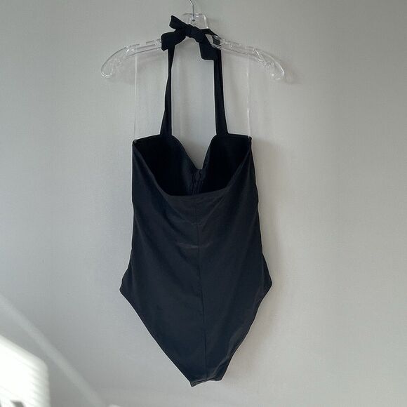 NEW BCBG MAXAZRIA XL Tummy Control Bandeau Halter Swimsuit Black One Piece NWT - Picture 7 of 9